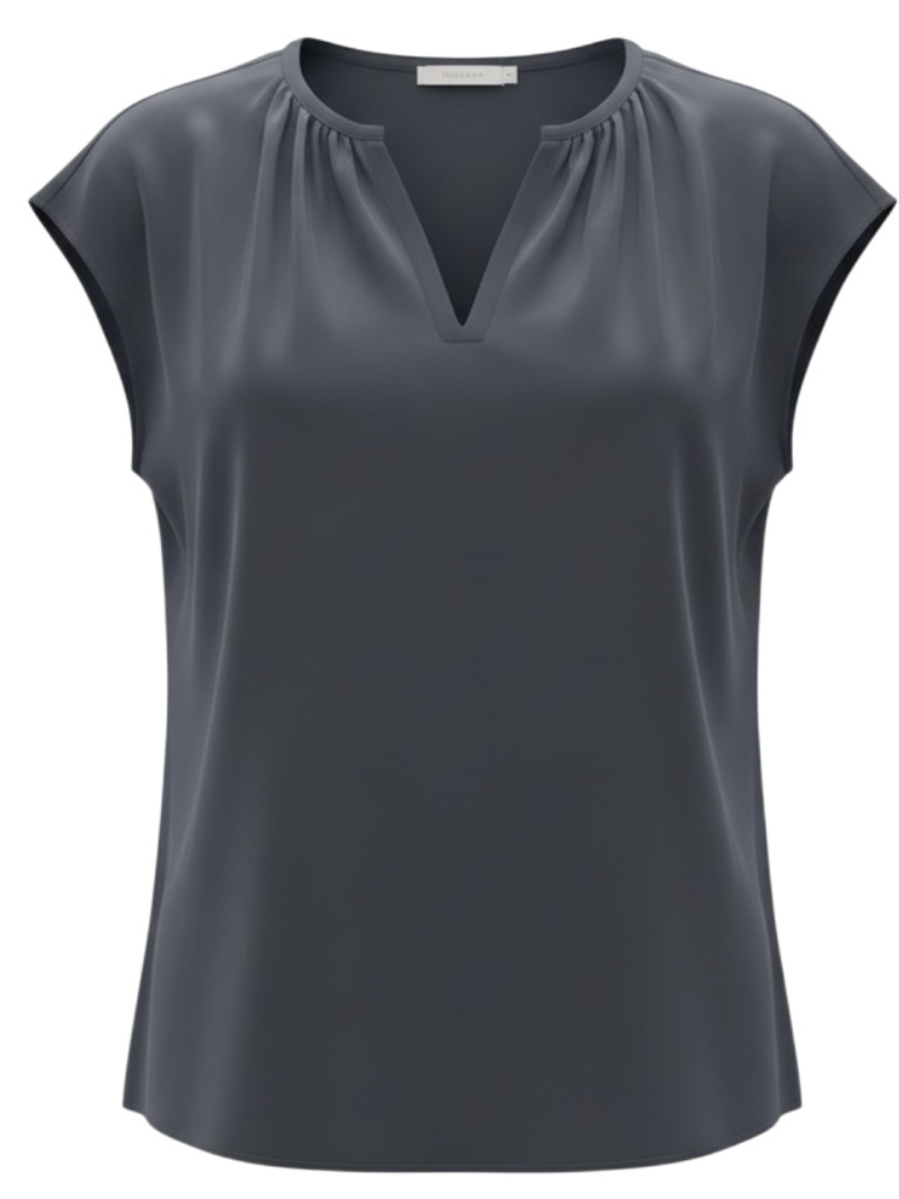 Max Studio Silk Cap Sleeve V-Neck Blouse Navy Blue Size M NWT